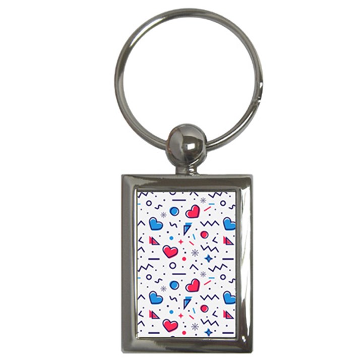 Hearts-seamless-pattern-memphis-style Key Chain (Rectangle)