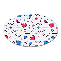 Hearts-seamless-pattern-memphis-style Oval Magnet