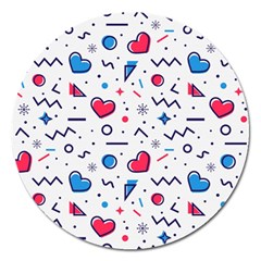 Hearts-seamless-pattern-memphis-style Magnet 5  (round)