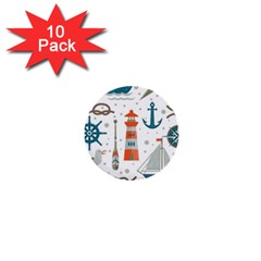 Nautical-elements-pattern-background 1  Mini Buttons (10 Pack) 