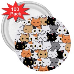 Cute-cat-kitten-cartoon-doodle-seamless-pattern 3  Buttons (100 Pack) 