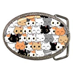 Cute-cat-kitten-cartoon-doodle-seamless-pattern Belt Buckles