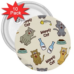 Happy-cats-pattern-background 3  Buttons (10 Pack) 