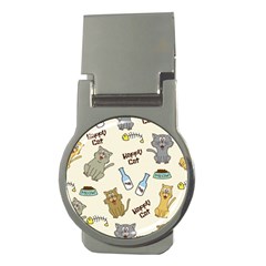 Happy-cats-pattern-background Money Clips (round) 