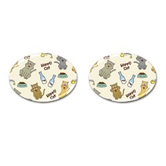 Happy-cats-pattern-background Cufflinks (oval) by Jancukart