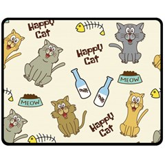 Happy-cats-pattern-background Fleece Blanket (medium)  by Jancukart