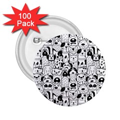 Seamless-pattern-with-black-white-doodle-dogs 2 25  Buttons (100 Pack) 