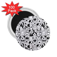 Seamless-pattern-with-black-white-doodle-dogs 2 25  Magnets (100 Pack) 