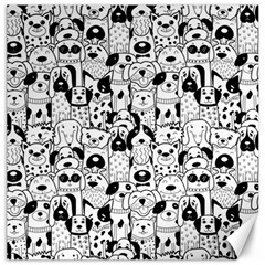 Seamless-pattern-with-black-white-doodle-dogs Canvas 12  X 12  by Jancukart