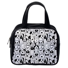 Seamless-pattern-with-black-white-doodle-dogs Classic Handbag (one Side) by Jancukart