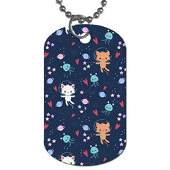 Cute-astronaut-cat-with-star-galaxy-elements-seamless-pattern Dog Tag (two Sides) by Jancukart