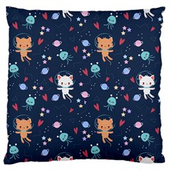 Cute-astronaut-cat-with-star-galaxy-elements-seamless-pattern Standard Flano Cushion Case (two Sides)