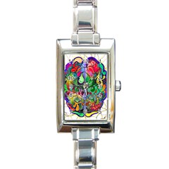 Brain Head Mind Man Silhouette Rectangle Italian Charm Watch by Wegoenart