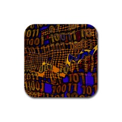 Binary Code Transformation Rubber Coaster (square) by Wegoenart