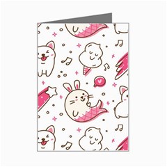 Cute-animals-seamless-pattern-kawaii-doodle-style Mini Greeting Card by Jancukart