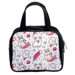 Cute-animals-seamless-pattern-kawaii-doodle-style Classic Handbag (two Sides) by Jancukart