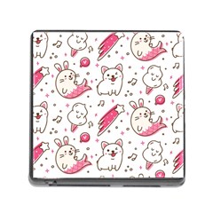 Cute-animals-seamless-pattern-kawaii-doodle-style Memory Card Reader (square 5 Slot) by Jancukart
