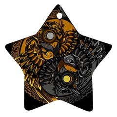 Yin-yang-owl-doodle-ornament-illustration Star Ornament (two Sides) by Jancukart