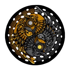 Yin-yang-owl-doodle-ornament-illustration Ornament (round Filigree)
