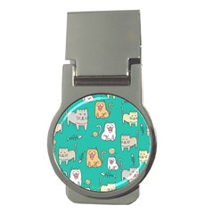 Seamless-pattern-cute-cat-cartoon-with-hand-drawn-style Money Clips (round) 