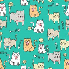 Seamless-pattern-cute-cat-cartoon-with-hand-drawn-style Play Mat (square) by Jancukart