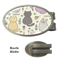 Funny Cartoon Cats Seamless Pattern Money Clips (oval) 