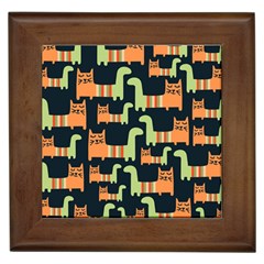 Seamless-pattern-with-cats Framed Tile