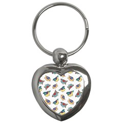 Seamless-pattern-with-hand-drawn-bird-black Key Chain (heart)