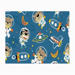 Seamless-pattern-funny-astronaut-outer-space-transportation Small Glasses Cloth by Jancukart