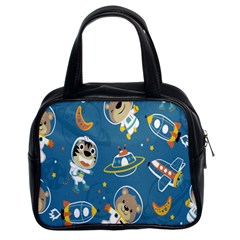 Seamless-pattern-funny-astronaut-outer-space-transportation Classic Handbag (two Sides) by Jancukart