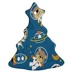 Seamless-pattern-funny-astronaut-outer-space-transportation Christmas Tree Ornament (two Sides) by Jancukart