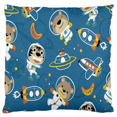 Seamless-pattern-funny-astronaut-outer-space-transportation Standard Flano Cushion Case (two Sides)