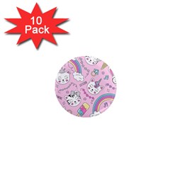 Beautiful Cute Animals Pattern Pink Beautiful Cute Animals Pattern Pink Rainbow 1  Mini Magnet (10 Pack) 