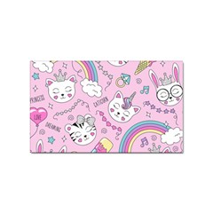 Beautiful Cute Animals Pattern Pink Beautiful Cute Animals Pattern Pink Rainbow Sticker (rectangular) by Jancukart