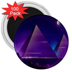 Egyptian-pyramids-night-landscape-cartoon 3  Magnets (100 Pack)