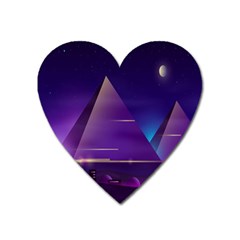 Egyptian-pyramids-night-landscape-cartoon Heart Magnet