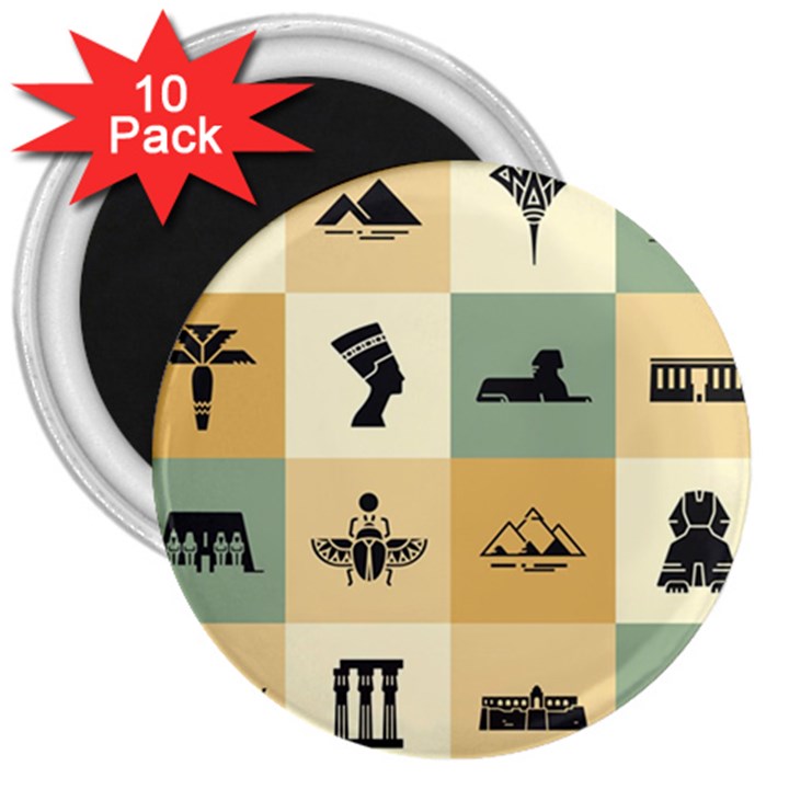 Egyptian-flat-style-icons 3  Magnets (10 pack) 