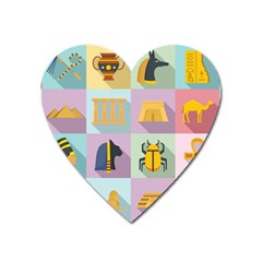 Egypt-icons-set-flat-style Heart Magnet