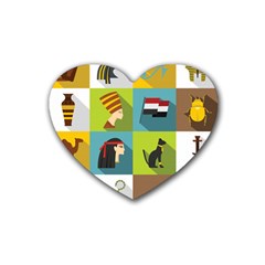 Egypt-travel-items-icons-set-flat-style Rubber Heart Coaster (4 Pack) by Jancukart