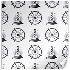 Marine-nautical-seamless-pattern-with-vintage-lighthouse-wheel Canvas 20  X 20  by Jancukart