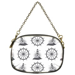 Marine-nautical-seamless-pattern-with-vintage-lighthouse-wheel Chain Purse (one Side) by Jancukart