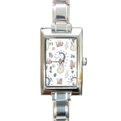 Seamless-pattern-cute-unicorn-cartoon-hand-drawn Rectangle Italian Charm Watch