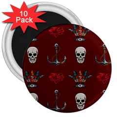 Tattoo-old-school-background-pattern 3  Magnets (10 Pack) 