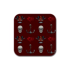 Tattoo-old-school-background-pattern Rubber Square Coaster (4 Pack)