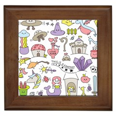 Fantasy-things-doodle-style-vector-illustration Framed Tile