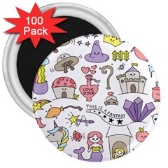 Fantasy-things-doodle-style-vector-illustration 3  Magnets (100 pack)