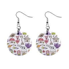 Fantasy-things-doodle-style-vector-illustration Mini Button Earrings