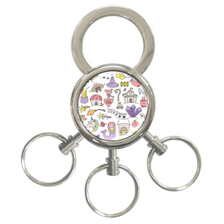 Fantasy-things-doodle-style-vector-illustration 3-Ring Key Chain