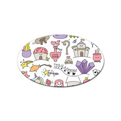 Fantasy-things-doodle-style-vector-illustration Sticker (Oval)