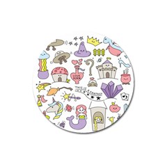 Fantasy-things-doodle-style-vector-illustration Magnet 3  (round)